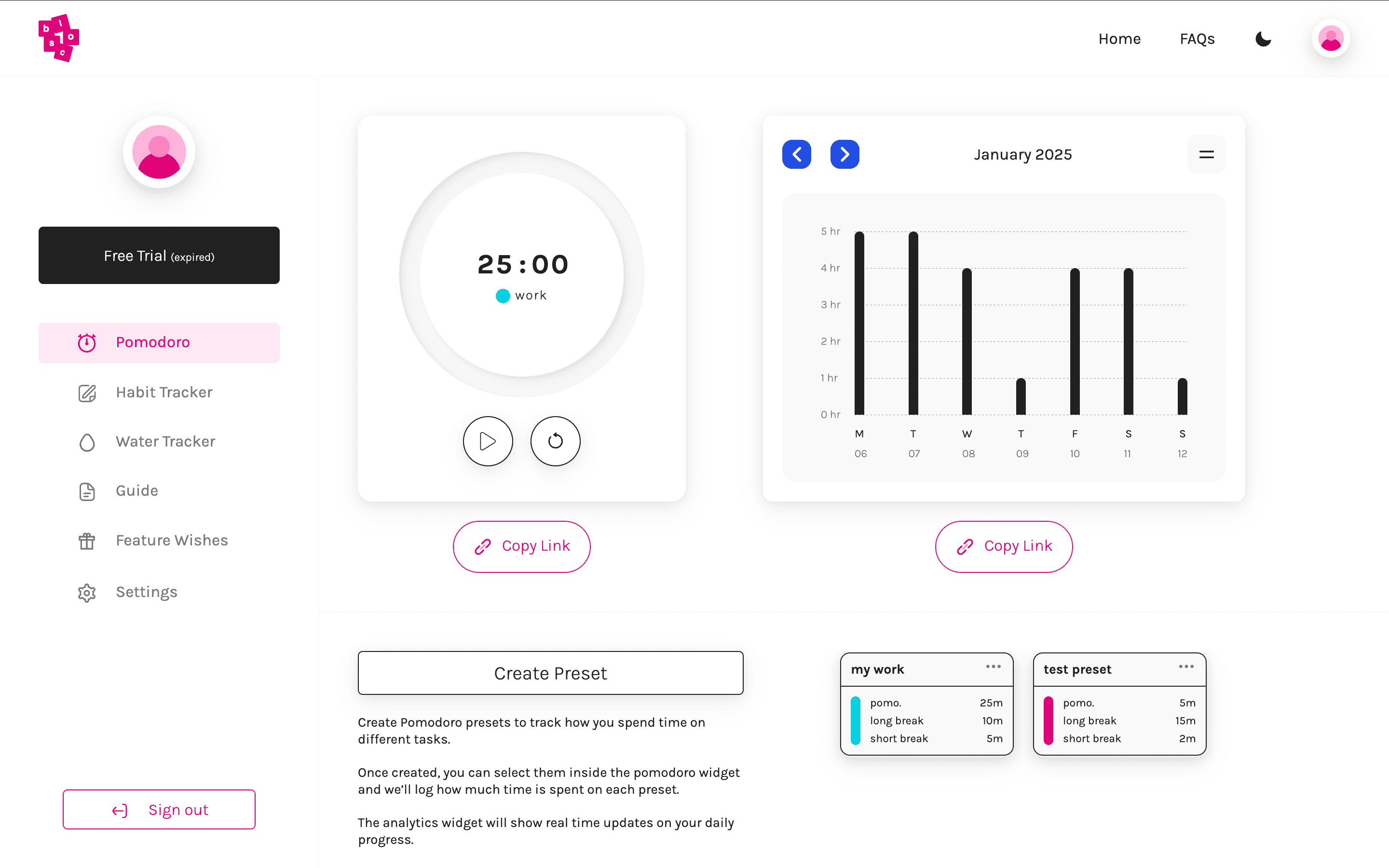 Visual for Blocs Widgets project : Notion widgets for habit tracking